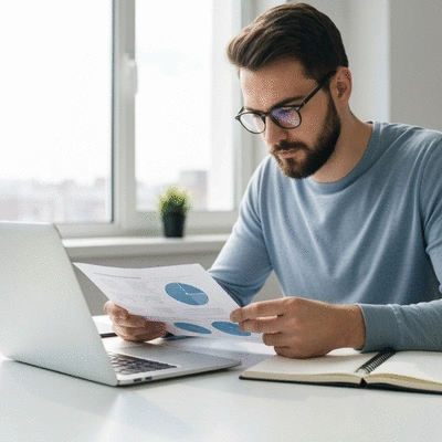 Student reviewing educational plan on a laptop