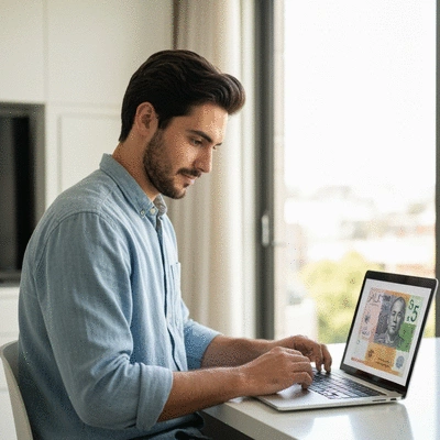 International student budgeting on a laptop in a modern apartment